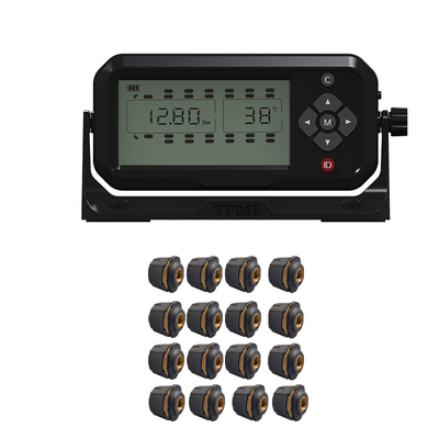 16 rodas transportam o sistema de vigilância da pressão dos pneus com o sensor externo