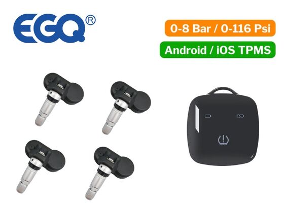 Sensor TPMS Interno Sem Fio BL8 com Receptor Chaveiro Recarregável e Aplicativo Móvel Compatível com Android e IOS