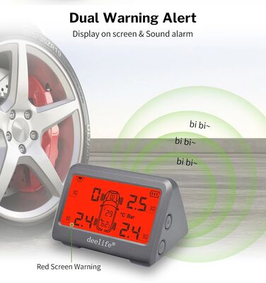 MY66T Automóvel TPMS Monitoramento de umidade Pressão do pneu 433MHz Sensor externo