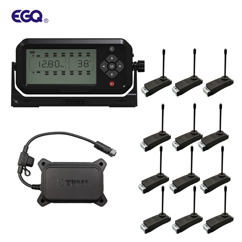 O caminhão TPMS de 12 rodas empacotou o sistema de vigilância da pressão dos pneus dos sensores 433.92MHz 12mA 203 libras por polegada quadrada