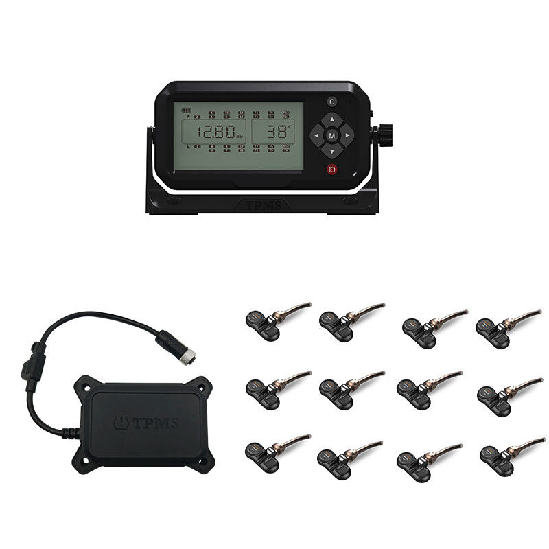 Sistema de Monitoramento de Pressão de Pneus de Caminhões de 12 Rodas TPMS Sensores Incluídos 433,92MHz 12mA 203 Psi